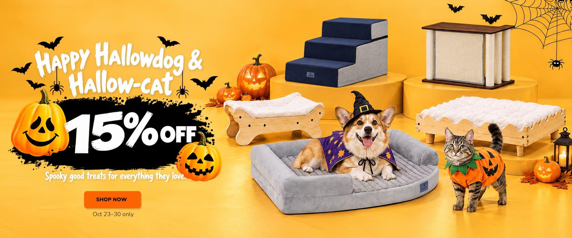 Happy Hallowdog & Hallow-cat: 15% off seasonal pet beds and supplies