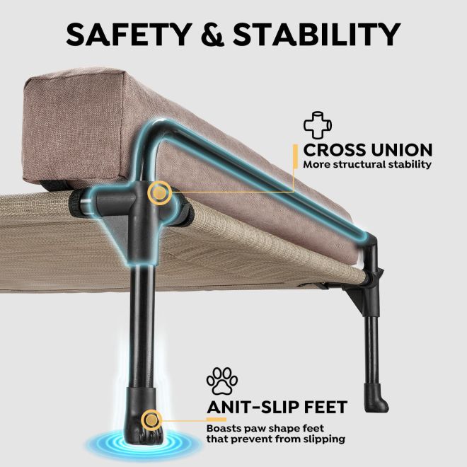 Veehoo Elevated Dog Bed with Three-sided Bolster Sales image2