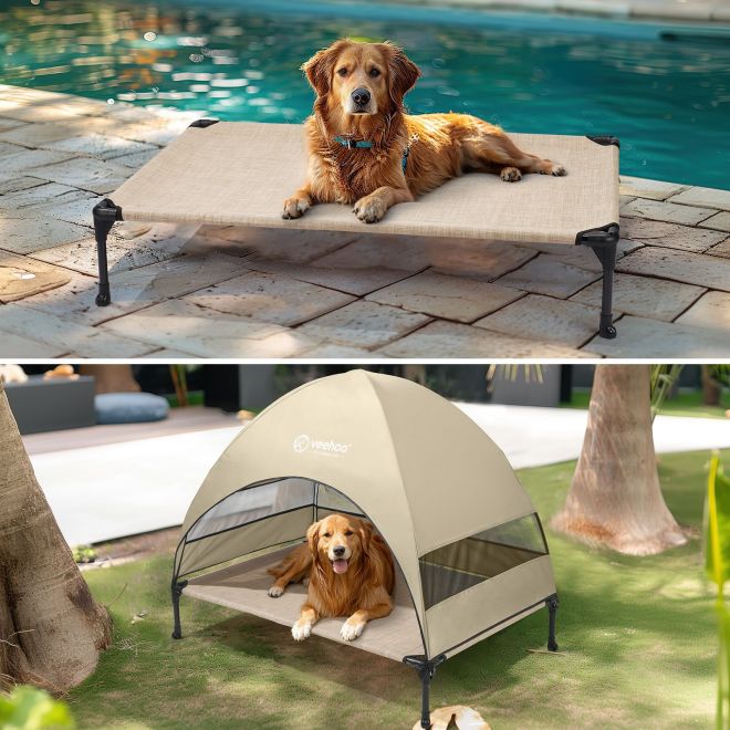 Veehoo Elevated Pet Bed with Breezy Tent Sales image2