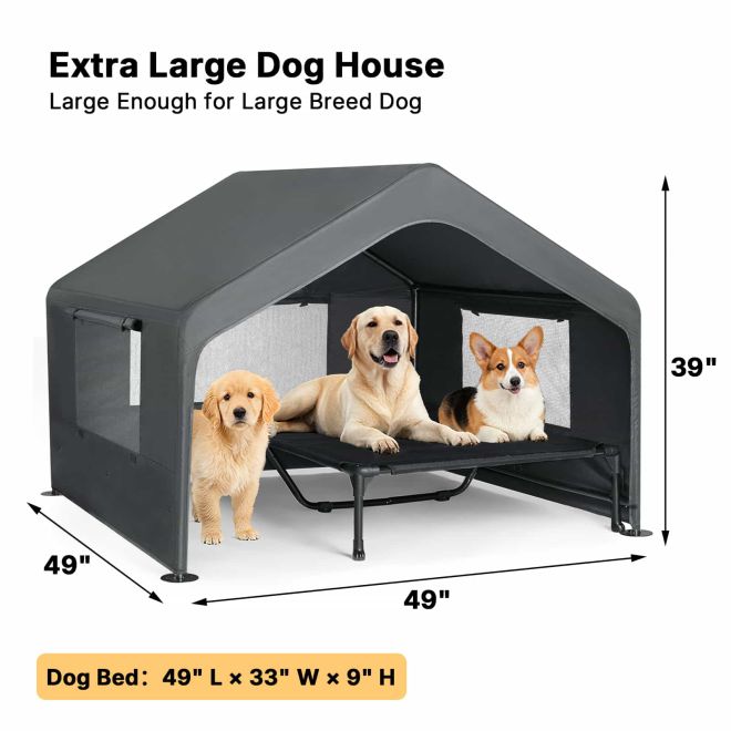 Veehoo Weatherproof Dog House with Elevated Bed image2
