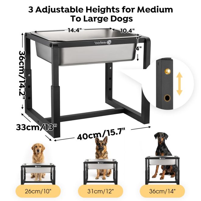 Veehoo 2.4 Gallon Elevated Outdoor Dog Water Bowl with Adjustable Stand Dog image2