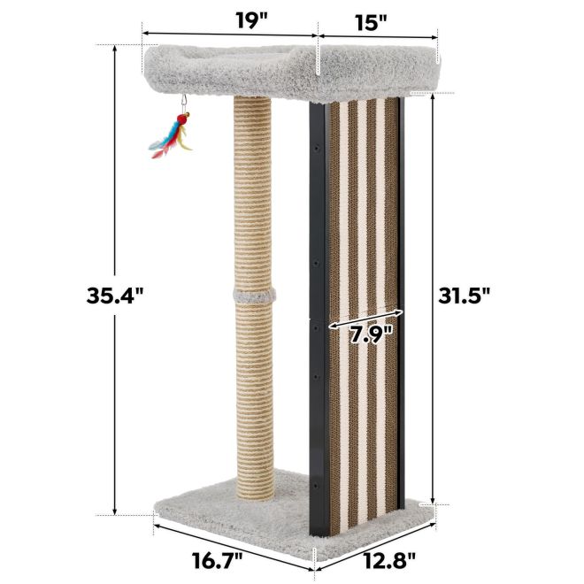 Veehoo 35'' Tall Cat Scratching Post with Scratching Pads Scratchers & Trees image2