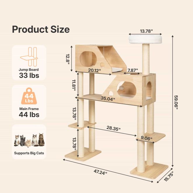 Veehoo Large Wood Cat Tree for Automatic Litter Box Scratchers & Trees image2