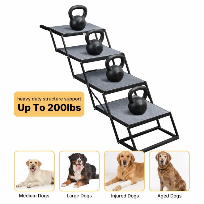 Veehoo Extra Wide Foldable Dog Stairs for Large Dogs Steps & Ramps image2