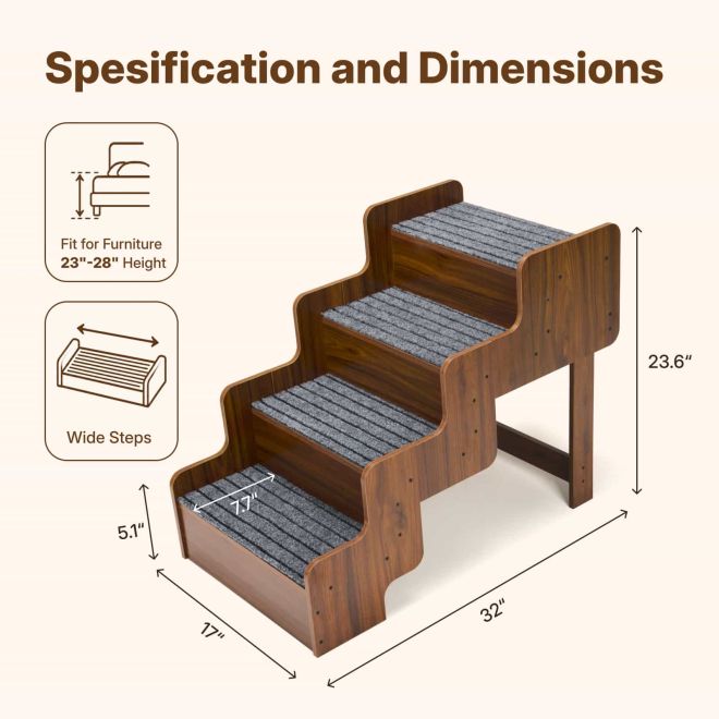 Veehoo Wooden Dog Stairs for High Beds Steps & Ramps image2