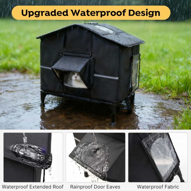 Veehoo Weatherproof Outdoor Cat House Beds & Condos image2