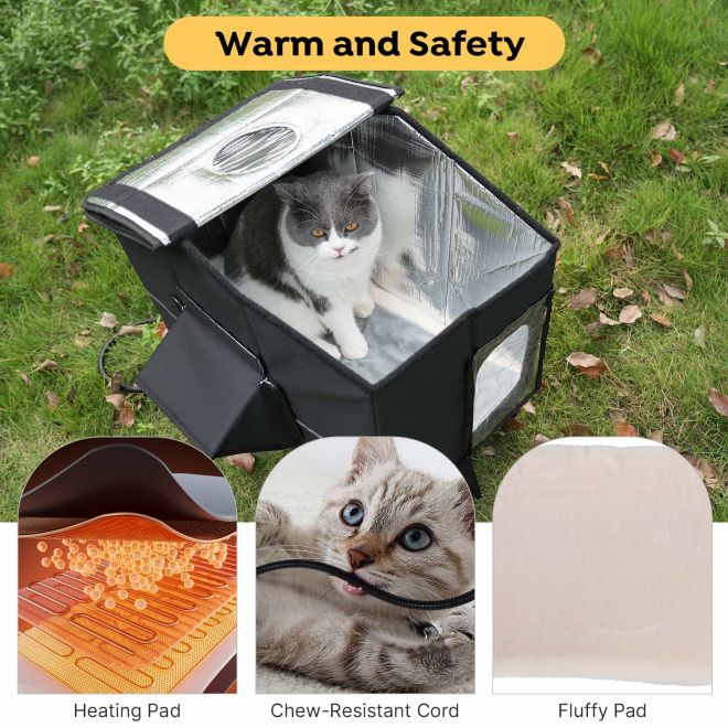Veehoo Weatherproof Heated Outdoor Cat House Beds & Condos image2