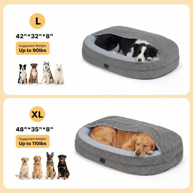 Veehoo 2-in-1 Covered Dog Cave Bed with Hooded Blanket Dog image2