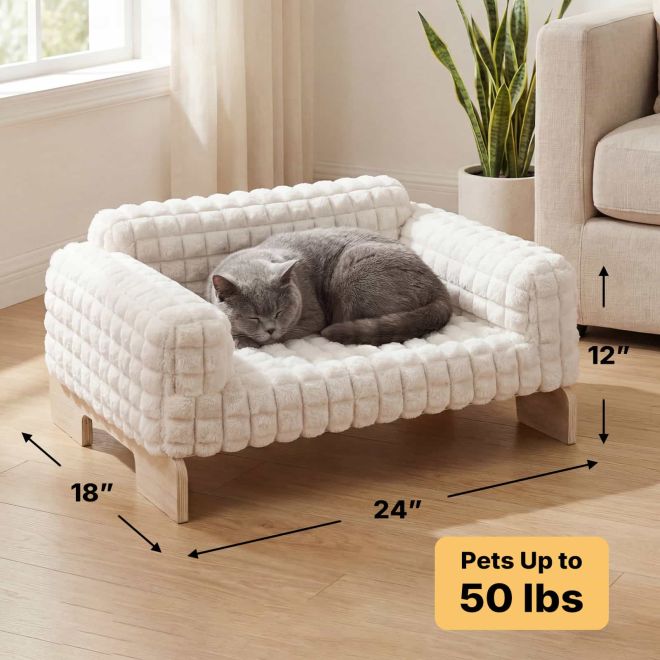 Veehoo Elevated Cat Sofa Bed with Wooden Frame Dog image2