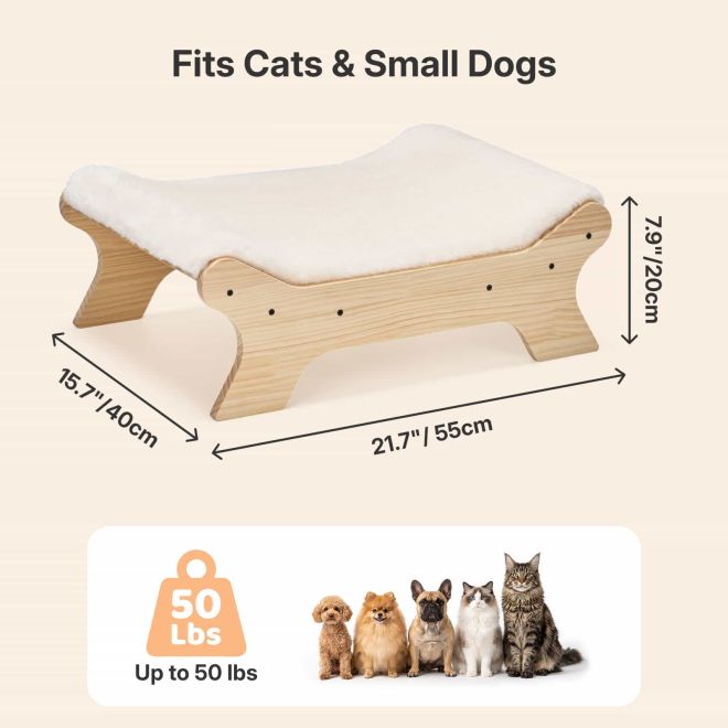 Veehoo Elevated Wooden Cat Bed for Cats and Small Dogs image2