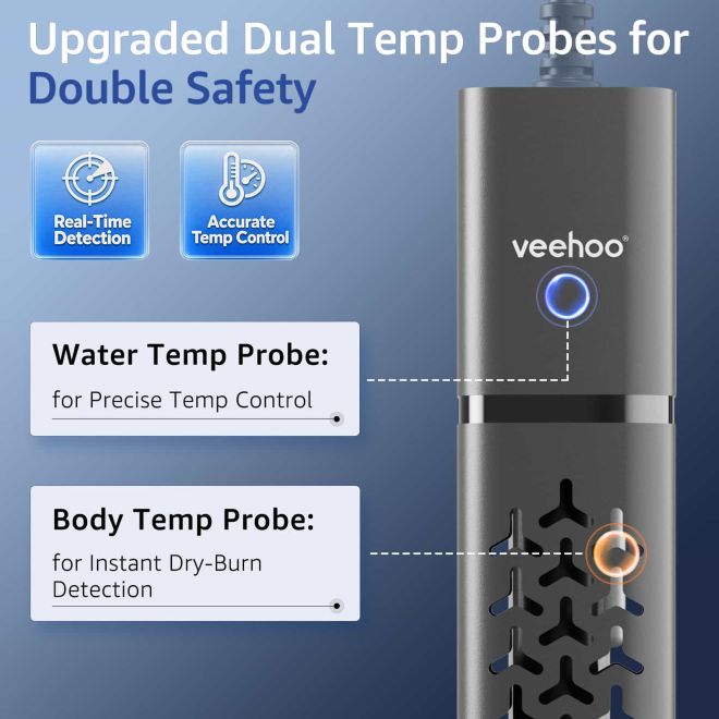Veehoo Aquarium Heater with Dual Temp Probes New Arrivals image2