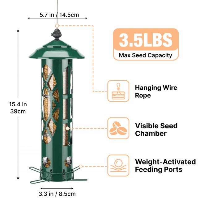 Veehoo Weight-Activated Squirrel-Proof Bird Feeder Squirrel Proof Feeders image2