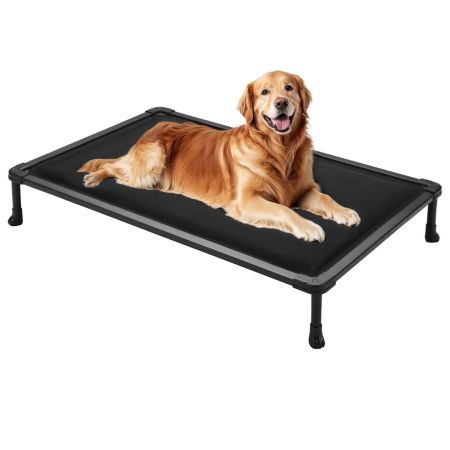 Veehoo Chewproof Padded Raised Pet Cot Black Sales image1