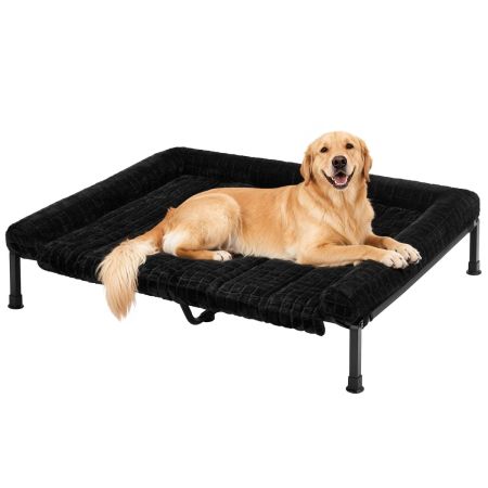Veehoo Cooling Elevated Dog Bed with Fluffy Plush Cushion Black Elevated 2-in-1 Seasonal Beds image1 Veehoo Cooling Elevated Dog Bed with Fluffy Plush Cushion Black Elevated 2-in-1 Seasonal Beds image1