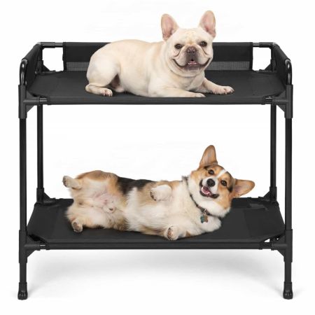 Veehoo Double Tier Dog Bed for Side-by-Side Sleeping Black Elevated Beds image2 Veehoo Double Tier Dog Bed for Side-by-Side Sleeping Black Elevated Beds image2