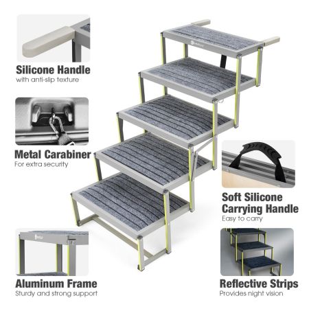 Veehoo Foldable Outdoor Dog Steps for Cars and SUV Green Sales image2