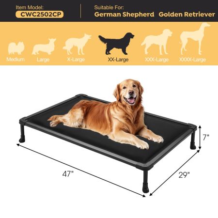 Veehoo Chewproof Padded Raised Pet Cot Black Sales image2