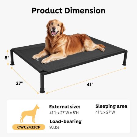 Veehoo Cooling Dog Bed with Washable & Breathable Teslin Mesh Black Sales image2 Veehoo Cooling Dog Bed with Washable & Breathable Teslin Mesh Black Sales image2