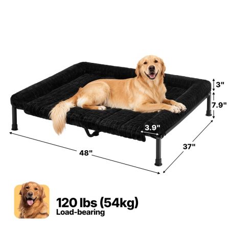 Veehoo Cooling Elevated Dog Bed with Fluffy Plush Cushion Black Elevated 2-in-1 Seasonal Beds image2 Veehoo Cooling Elevated Dog Bed with Fluffy Plush Cushion Black Elevated 2-in-1 Seasonal Beds image2