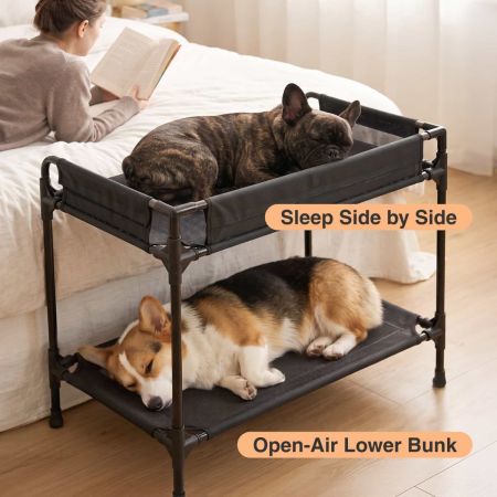 Veehoo Double Tier Dog Bed for Side-by-Side Sleeping Black Elevated Beds image3 Veehoo Double Tier Dog Bed for Side-by-Side Sleeping Black Elevated Beds image3