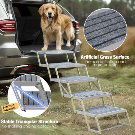 Veehoo Foldable Outdoor Dog Steps for Cars and SUV Green Sales image3