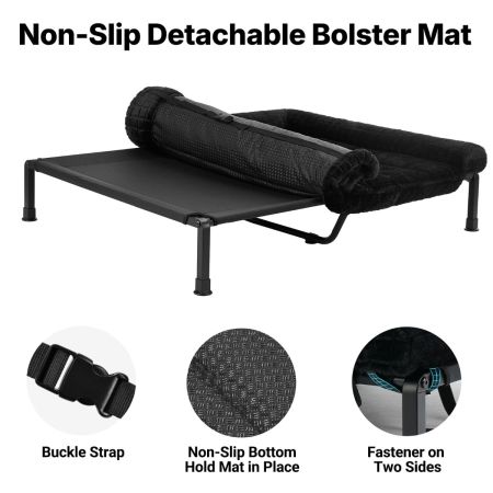Veehoo Cooling Elevated Dog Bed with Fluffy Plush Cushion Black Elevated 2-in-1 Seasonal Beds image3 Veehoo Cooling Elevated Dog Bed with Fluffy Plush Cushion Black Elevated 2-in-1 Seasonal Beds image3