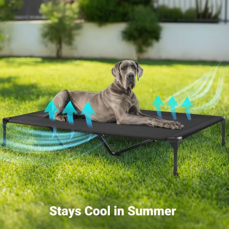Veehoo Outdoor Cooling Elevated Dog Bed in Multiple Sizes and Colors Beige New Arrivals image3