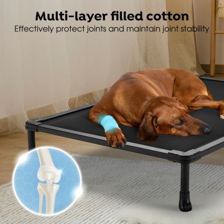 Veehoo Chewproof Padded Raised Pet Cot Black Sales image4