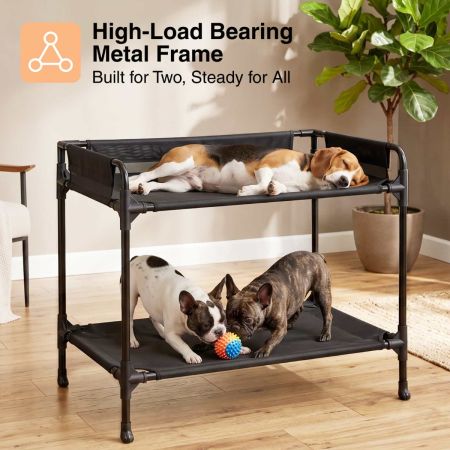 Veehoo Double Tier Dog Bed for Side-by-Side Sleeping Black Elevated Beds image5 Veehoo Double Tier Dog Bed for Side-by-Side Sleeping Black Elevated Beds image5