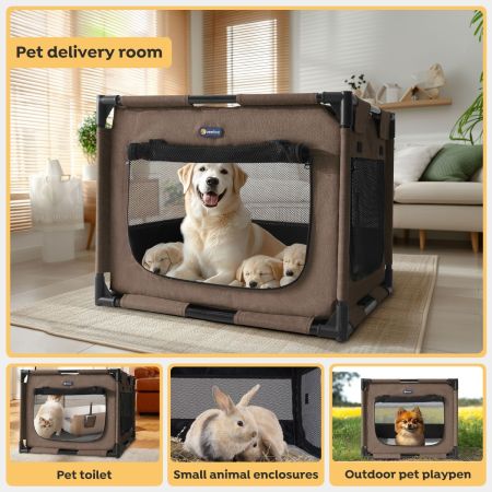 Veehoo Lightweight Dog Cat Kennel for Medium Dogs Brown Carriers & Bags image5 Veehoo Lightweight Dog Cat Kennel for Medium Dogs Brown Carriers & Bags image5