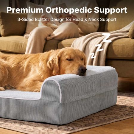 Veehoo Orthopedic Dog Bed with 3-Sided Bolster Gray Bolster & Sofa Beds image5