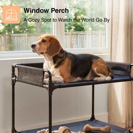 Veehoo Double Tier Dog Bed for Side-by-Side Sleeping Black Elevated Beds image6 Veehoo Double Tier Dog Bed for Side-by-Side Sleeping Black Elevated Beds image6