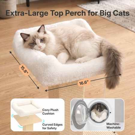 Veehoo Cat Window Perch with Sisal Scratching Posts Beige New Arrivals image5