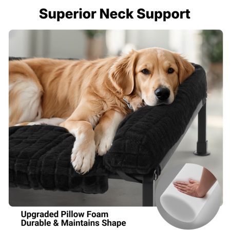 Veehoo Cooling Elevated Dog Bed with Fluffy Plush Cushion Black Elevated 2-in-1 Seasonal Beds image6 Veehoo Cooling Elevated Dog Bed with Fluffy Plush Cushion Black Elevated 2-in-1 Seasonal Beds image6