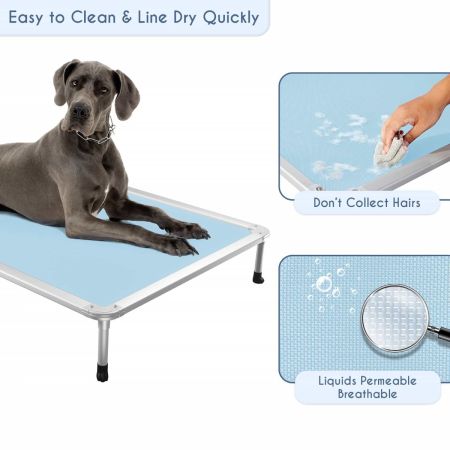 Veehoo Chewproof Dog Elevated Bed-Silver Aluminum Frame Sky Blue Elevated Cooling Beds image6 Veehoo Chewproof Dog Elevated Bed-Silver Aluminum Frame Sky Blue Elevated Cooling Beds image6
