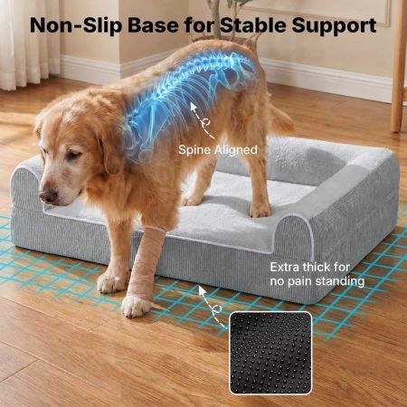 Veehoo Orthopedic Dog Bed with 3-Sided Bolster Gray Bolster & Sofa Beds image6