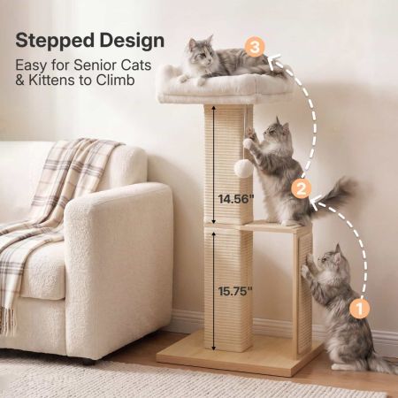Veehoo Cat Window Perch with Sisal Scratching Posts Beige New Arrivals image9