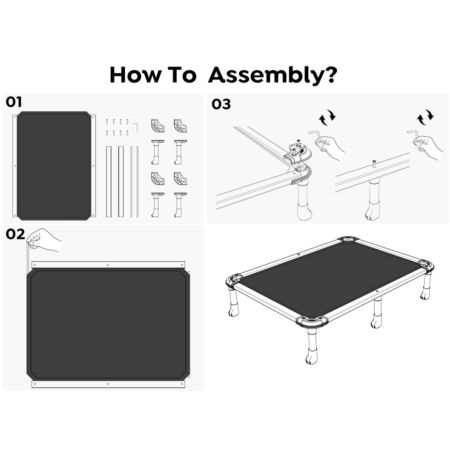 Veehoo Chewproof Padded Raised Pet Cot Black Sales image7