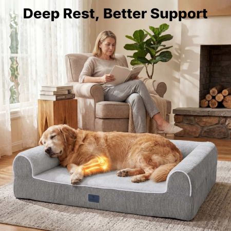 Veehoo Orthopedic Dog Bed with 3-Sided Bolster Gray Bolster & Sofa Beds image7