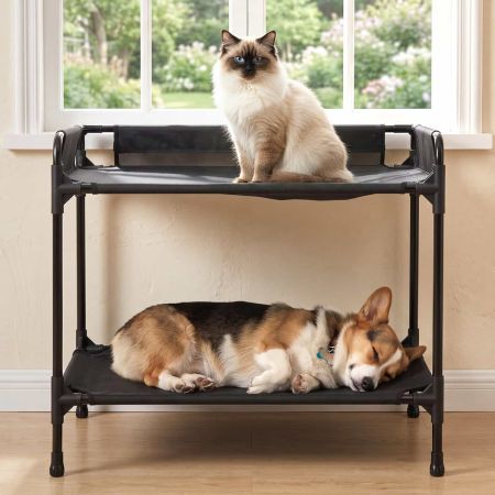 Veehoo Double Tier Dog Bed for Side-by-Side Sleeping Black Elevated Beds image7 Veehoo Double Tier Dog Bed for Side-by-Side Sleeping Black Elevated Beds image7