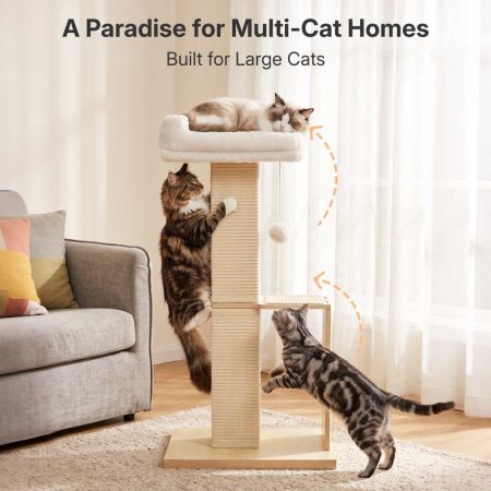 Veehoo Cat Window Perch with Sisal Scratching Posts Beige New Arrivals image7