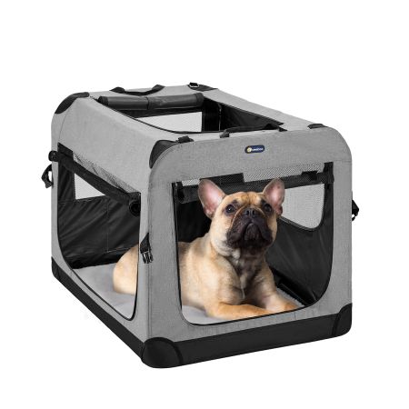 Veehoo Folding Soft Dog Crate Gray Carriers & Bags image1 Veehoo Folding Soft Dog Crate Gray Carriers & Bags image1
