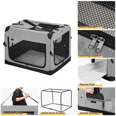 Veehoo Folding Soft Dog Crate Gray Carriers & Bags image5 Veehoo Folding Soft Dog Crate Gray Carriers & Bags image5