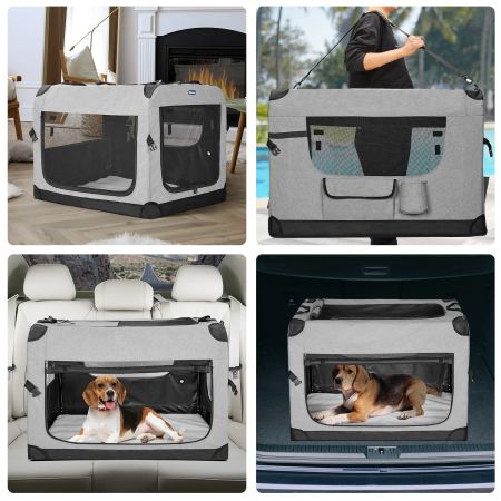 Veehoo Folding Soft Dog Crate Gray Carriers & Bags image7 Veehoo Folding Soft Dog Crate Gray Carriers & Bags image7