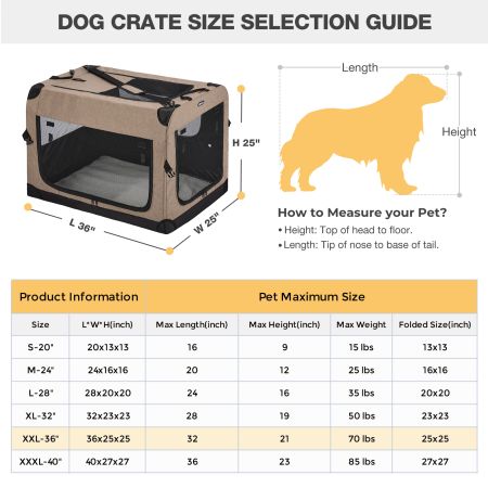 Veehoo Folding Soft Dog Crate Beige Carriers & Bags image3