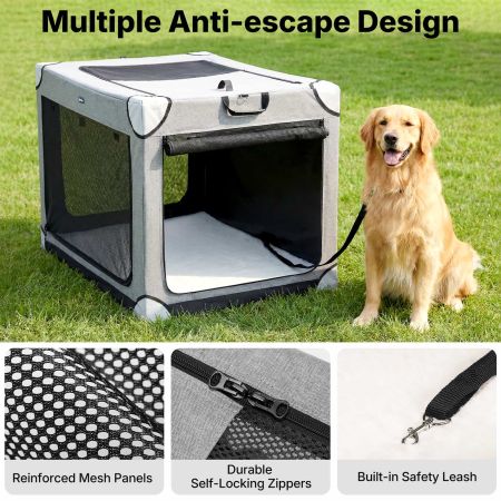 Veehoo Collapsible Dog Travel Crate for Large Dogs Gray Carriers & Bags image4