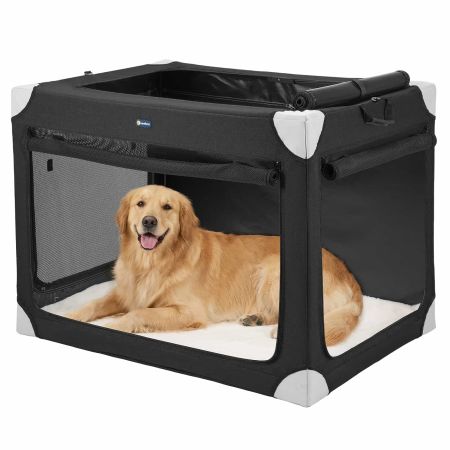 Veehoo Collapsible Dog Travel Crate for Large Dogs Black Carriers & Bags image1