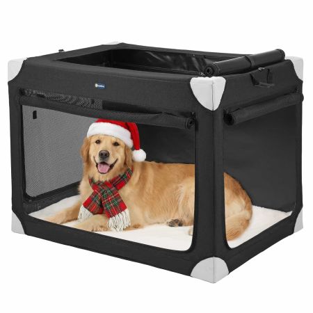 Veehoo Collapsible Dog Travel Crate for Large Dogs Black Carriers & Bags image2