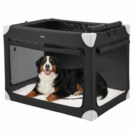 Veehoo Collapsible Dog Travel Crate for Large Dogs Black Carriers & Bags image1