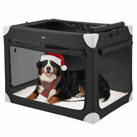 Veehoo Collapsible Dog Travel Crate for Large Dogs Black Carriers & Bags image2